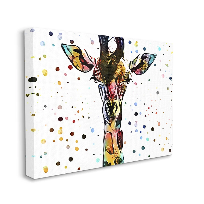 Stupell Industries Modern Giraffe Portrait Abstract Kids' Polka Dot Pattern Canvas Wall Art
