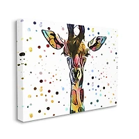 Stupell Industries Modern Giraffe Portrait Abstract Kids' Polka Dot Pattern Canvas Wall Art