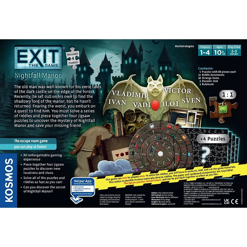 Thames & Kosmos EXIT: Nightfall Manor (with Puzzle) Game