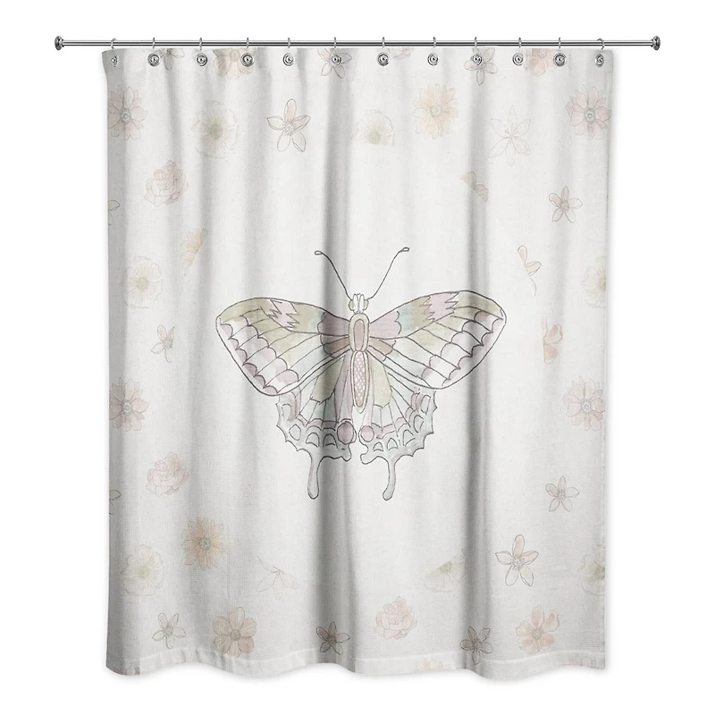Butterfly & Floral Shower Curtain