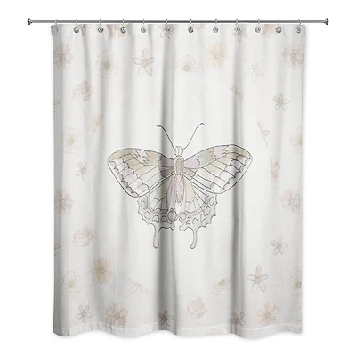 Butterfly & Floral Shower Curtain