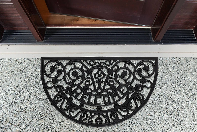 DII® Welcome Scroll Half Moon Rubber Doormat