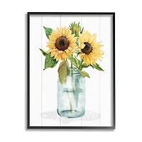 Stupell Industries Yellow Sunflowers Country jar Framed Giclee Art