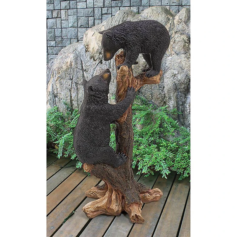 Design Toscano 36.5" Climbing Cubs Black Bear Statue