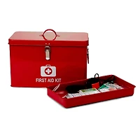 Mind Reader Red Large First Aid Kit Box With Detachable Tray & Top Handles