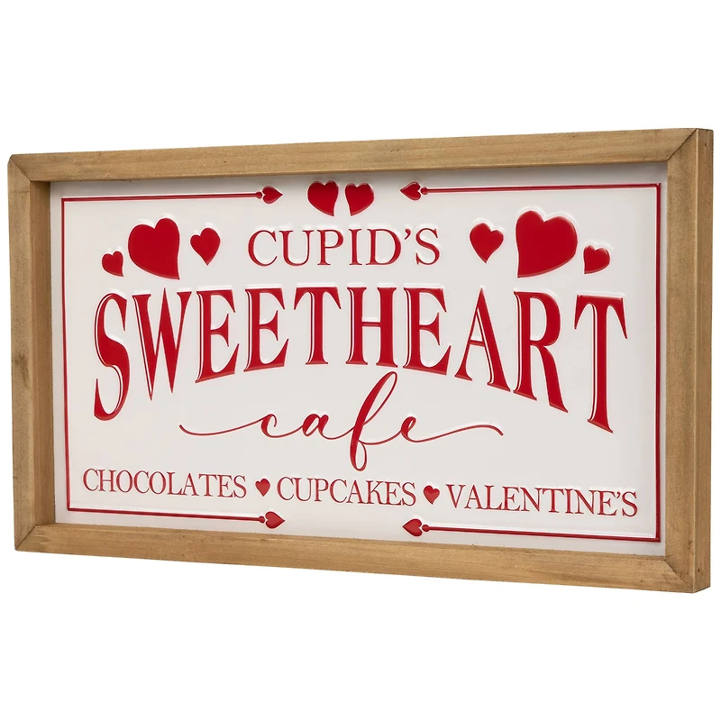 15.75" Cupid's Sweetheart Cafe Valentine's Day Framed Wall Sign
