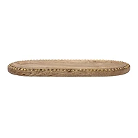 Hello Honey® 16" Hand-Carved Mango Wood Tray with Wood Beads