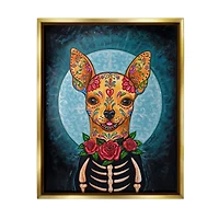 Stupell Industries Day of Dead Chihuahua Framed Floater Canvas Wall Art