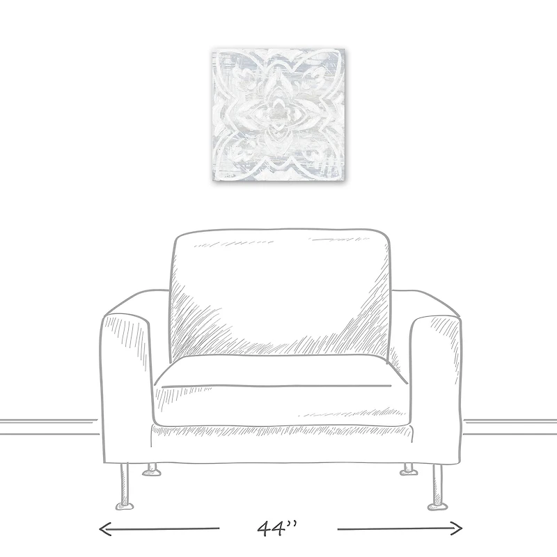 White Textured Medallion II 16" x 16" Canvas Wall Art