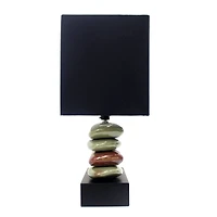 Elegant Designs™ 14" Rectangular Dual Stacked Stone Table Lamp with Black Shade
