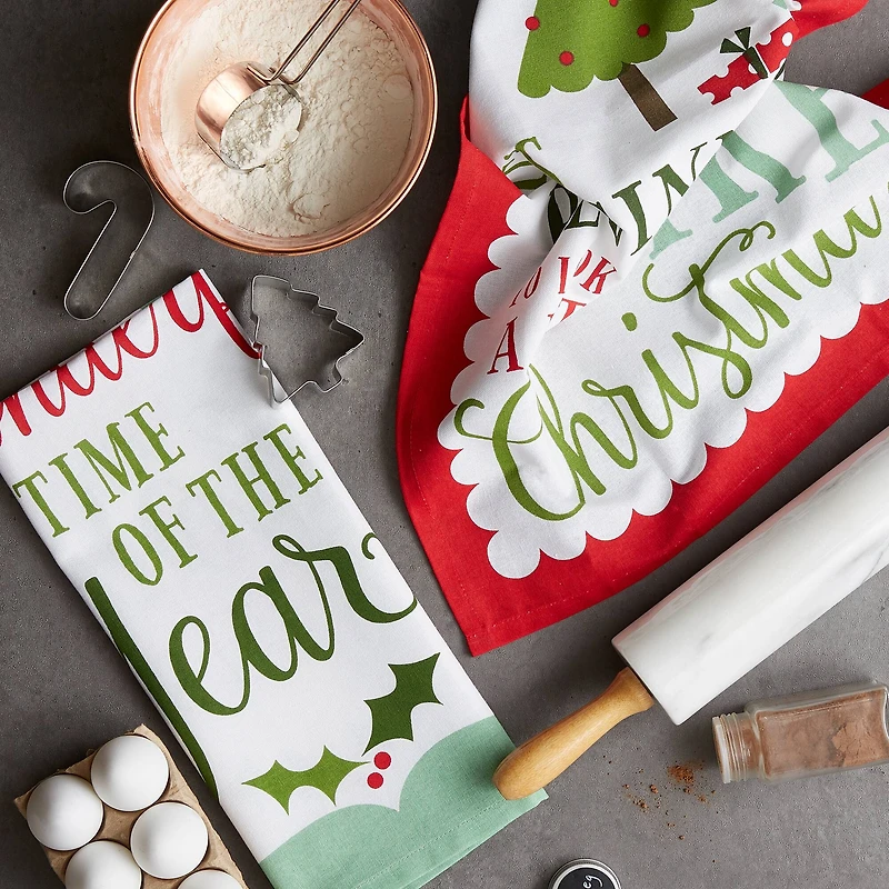 DII® Assorted Holiday Fun Printed Dishtowel Set