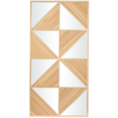 The Novogratz Light Brown Wood Triangle Mirrored Geometric Wall Decor 24" x 2" x 47"