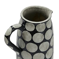 Hello Honey® 9" Black & Natural Decorative Terra Cotta Pitcher with Wax Relief Dots