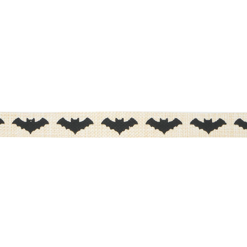 3/8" x 4yd. Black Bats Linen Ribbon by Celebrate It® Halloween