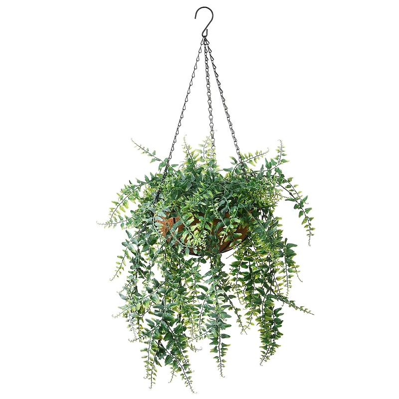 21" Fern Leaves Hanging Basket