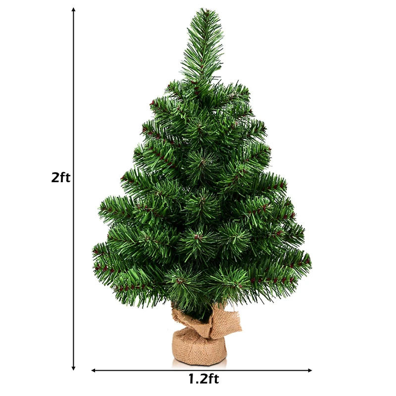 Costway 2ft. Unlit Artificial Christmas Tree in Burlap Base