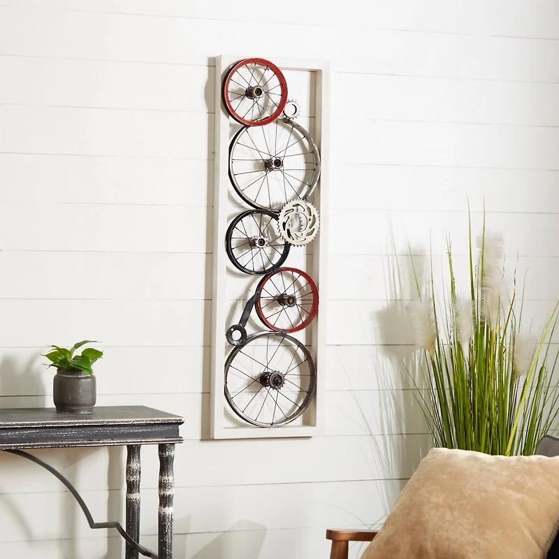 49" White Metal & Wood Rustic Wall Décor