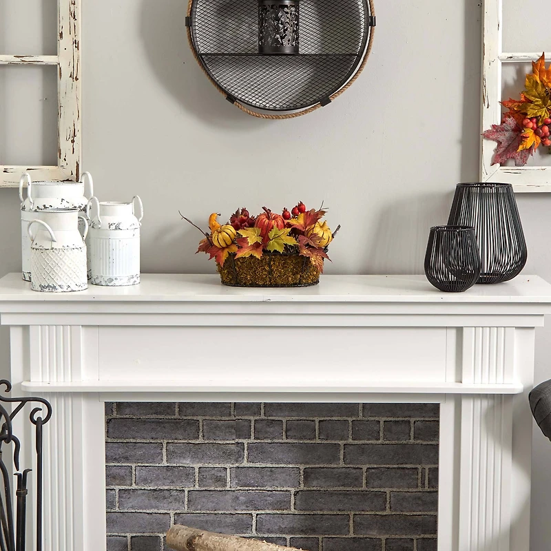 17" Pumpkin, Gourd, Berry & Maple Leaf Arrangement