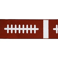 2.5" x 6.6yd. Football Wired Faux Linen Ribbon by Celebrate It™ Tailgate