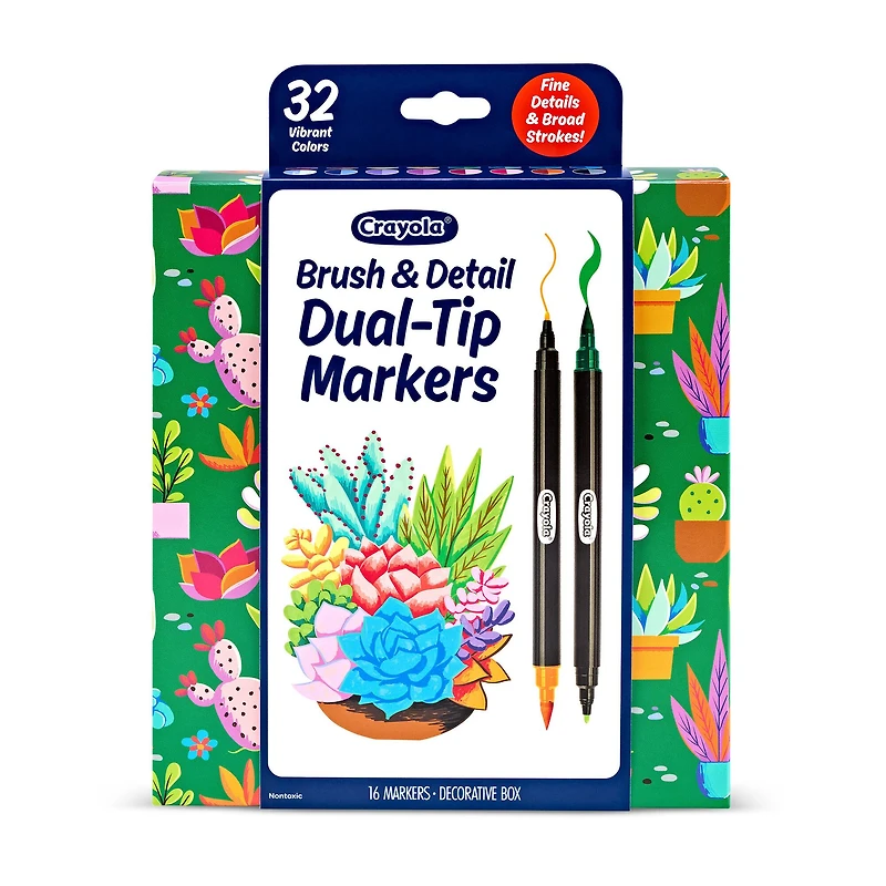 Crayola® Brush & Detail Dual-Tip Markers, Pack of 16