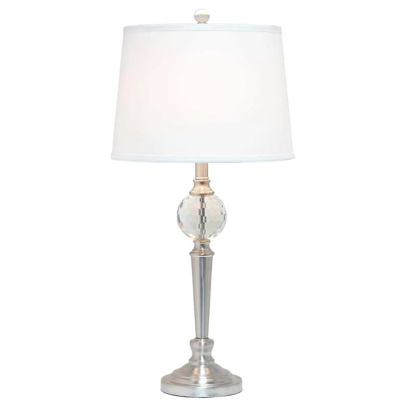 Lalia Home Brushed Nickel Crystal Drop Table and Floor Lamp Set