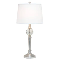 Lalia Home Brushed Nickel Crystal Drop Table and Floor Lamp Set