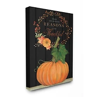 Stupell Industries Reasons To Be Thankful Pumpkin Fall Autumn Seasonal Design Canvas Wall Art