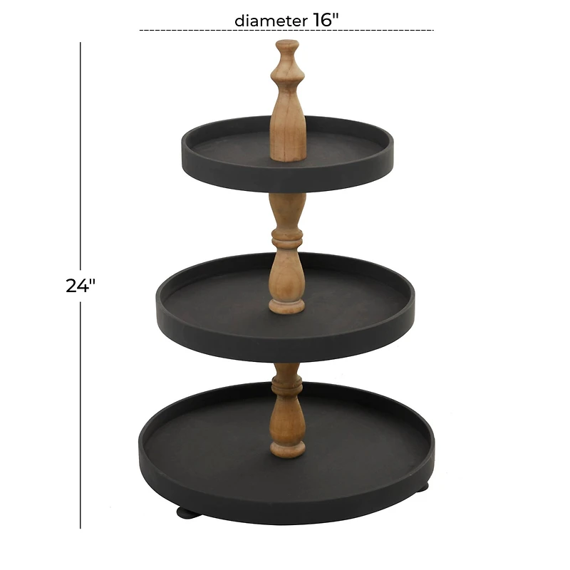 Black Traditional Tiered Server, 16" x 16" x 24"