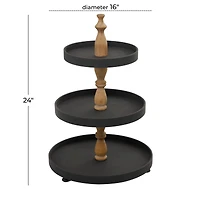 Black Traditional Tiered Server, 16" x 16" x 24"