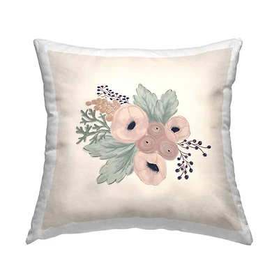 Stupell Industries Varied Flower Blossoms Delicate Mixed Blooms Throw Pillow, 18" x 18"