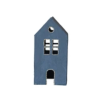 Hello Honey® 12" Blue & Gold Decorative Hand-Painted Paper Mache House