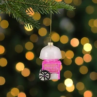 3.5" Pink, White & Gold Cotton Candy Machine Glass Christmas Ornament