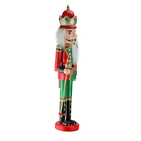 24" Red and Green Wooden Christmas Nutcracker King with Scepter
