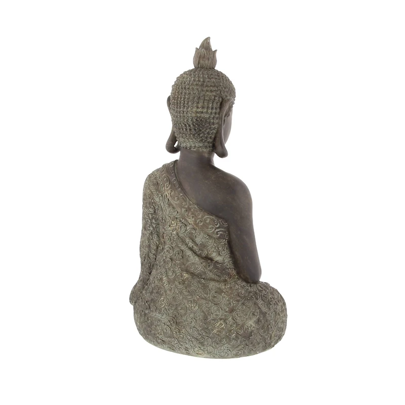 21" Brown Bohemian Polystone Buddha Sculpture