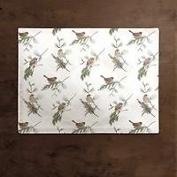 Pine Birds on White Cotton Twill Placemat