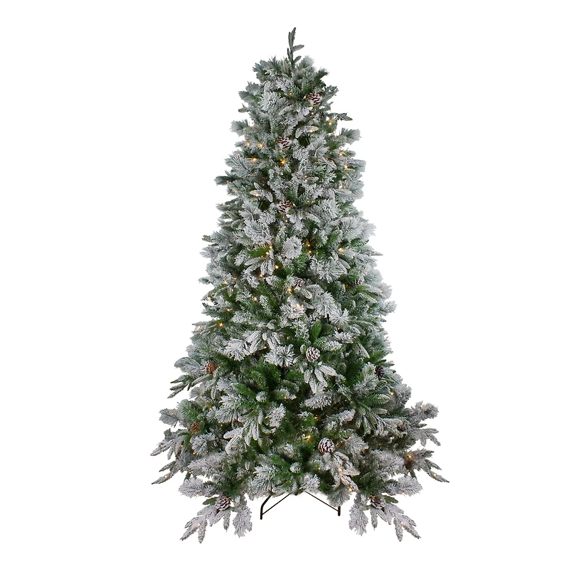 7.5ft. Pre-Lit Real Touch™️ Flocked Rosemary Emerald Angel Pine Artificial Christmas Tree, Clear LED Lights