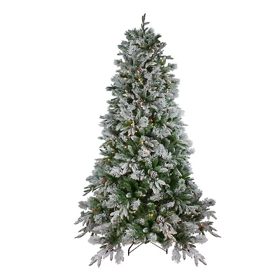 7.5ft. Pre-Lit Real Touch™️ Flocked Rosemary Emerald Angel Pine Artificial Christmas Tree, Clear LED Lights