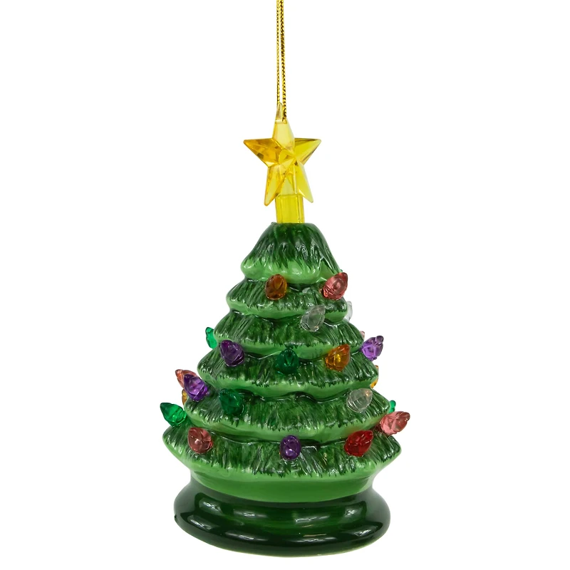5" Green LED Retro Christmas Tree Ornament