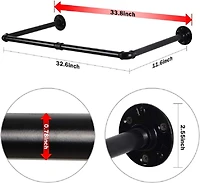 Black Metal Wall Mounted Multi-Purpose Clothing Rack