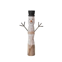 Hello Honey® 20" Snowman Hand-Carved Mango Wood Accent