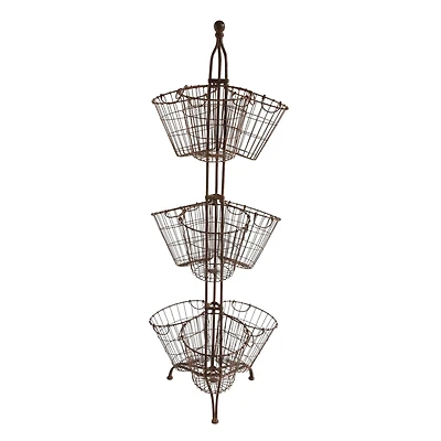 Hello Honey® 6ft. 3-Tier Brown Metal Stand with 9 Wire Baskets