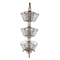 Hello Honey® 6ft. 3-Tier Brown Metal Stand with 9 Wire Baskets
