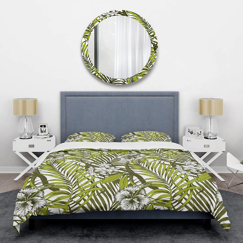 Designart 'Tropical Palm Leaves I' Mid-Century Duvet Cover Set