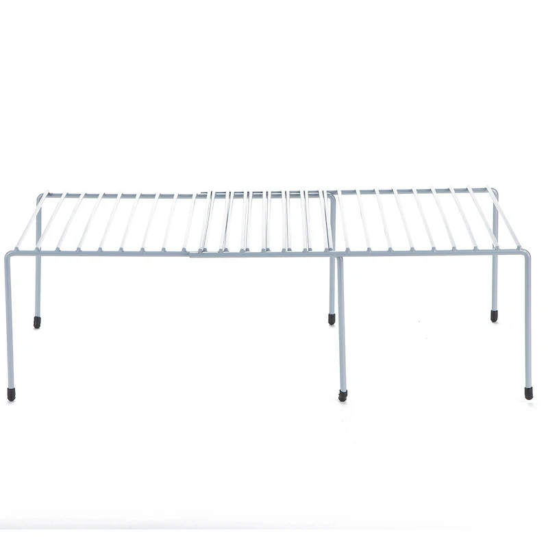 Mind Reader Silver Multi-Purpose Expandable Kitchen Counter & Cabinet Shelf Storage & Organization