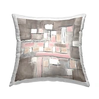 Stupell Industries Soft Pink Neutral Abstract Patchwork Geometric Pattern Throw Pillow 18" x 18"