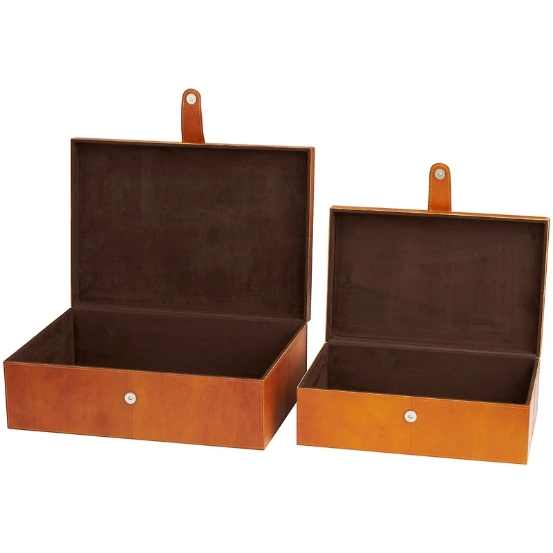 Brown Leather Storage Box Set
