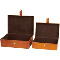 Brown Leather Storage Box Set