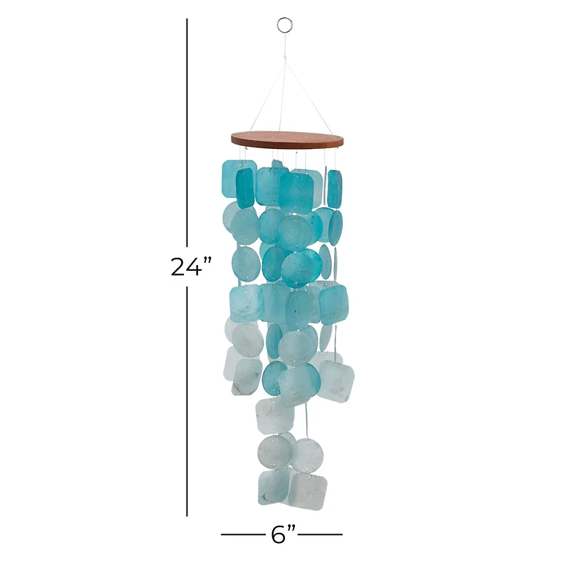 Blue Capiz shell Coastal Windchime, 24"