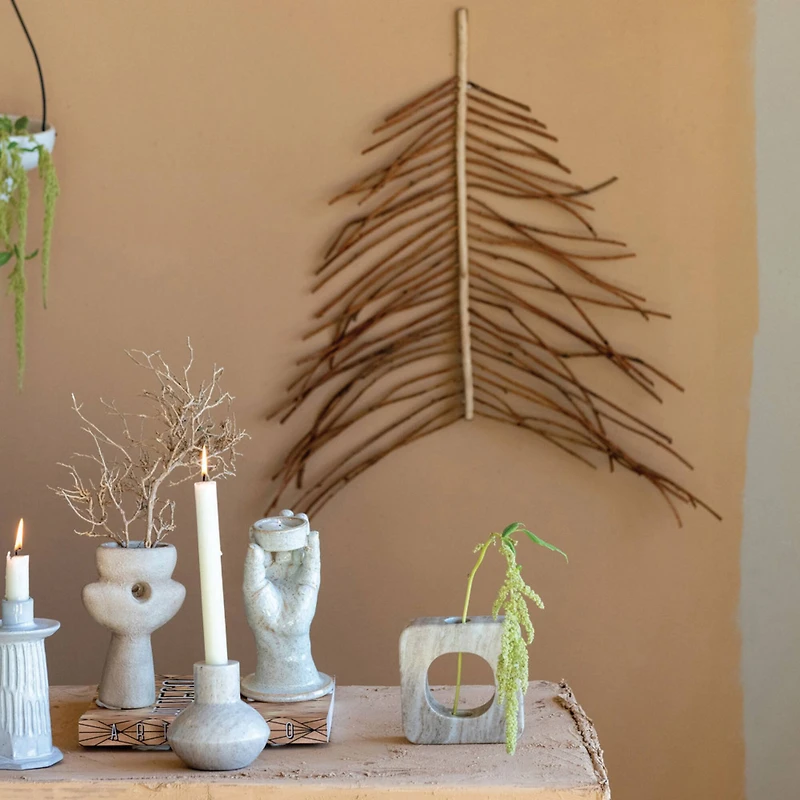 Hello Honey® 4" Beige Marble Taper Holder