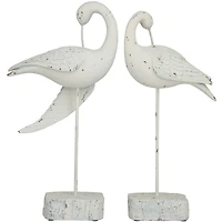 White Polystone Bird Sculpture Set